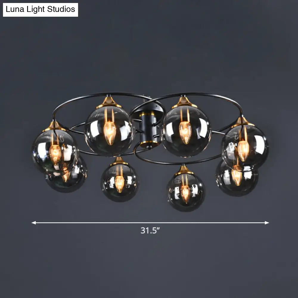 DecorBites™ DecorBites™ Black and Brass Postmodern Semi-Flush Chandelier with Glass Ball Shade for Ceiling Lighting