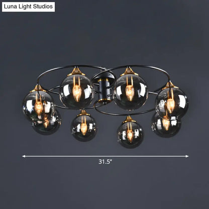 DecorBites™ DecorBites™ Black and Brass Postmodern Semi-Flush Chandelier with Glass Ball Shade for Ceiling Lighting