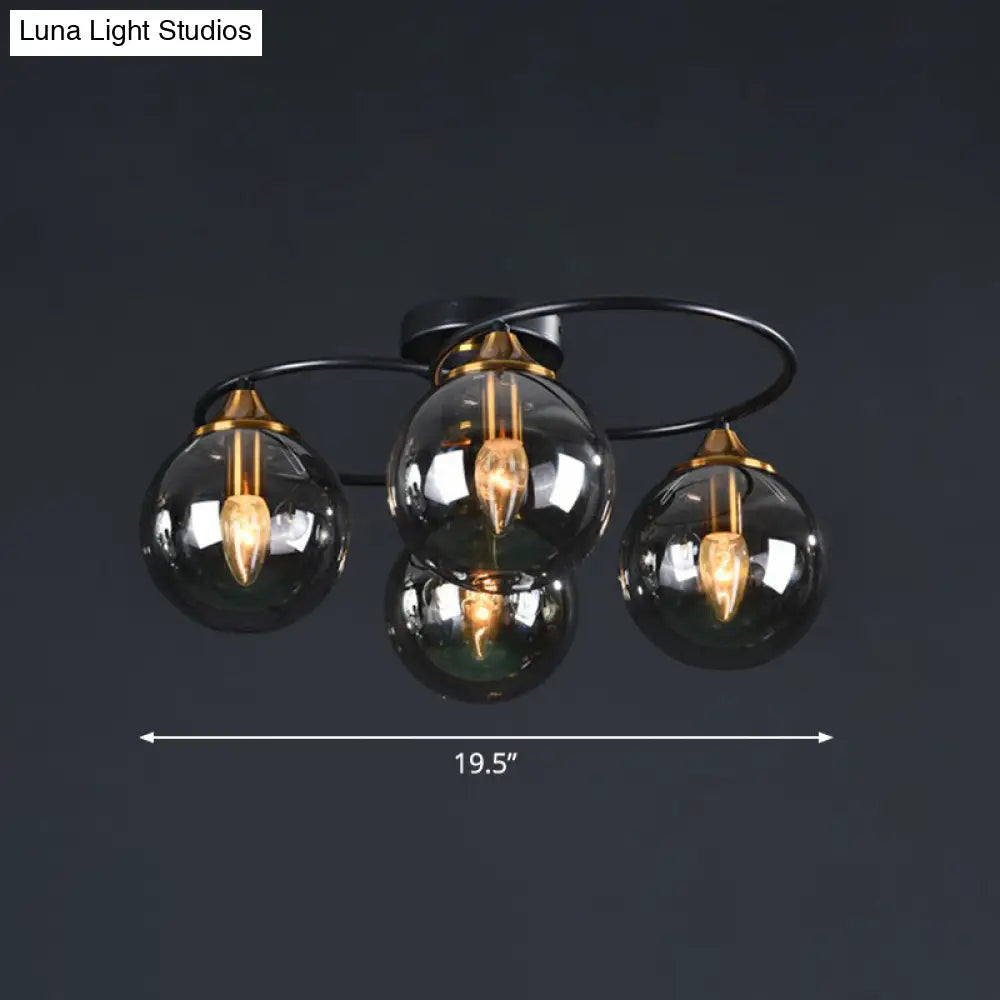 DecorBites™ DecorBites™ Black and Brass Postmodern Semi-Flush Chandelier with Glass Ball Shade for Ceiling Lighting
