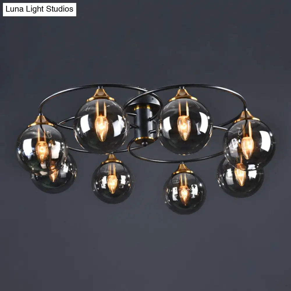 DecorBites™ DecorBites™ Black and Brass Postmodern Semi-Flush Chandelier with Glass Ball Shade for Ceiling Lighting
