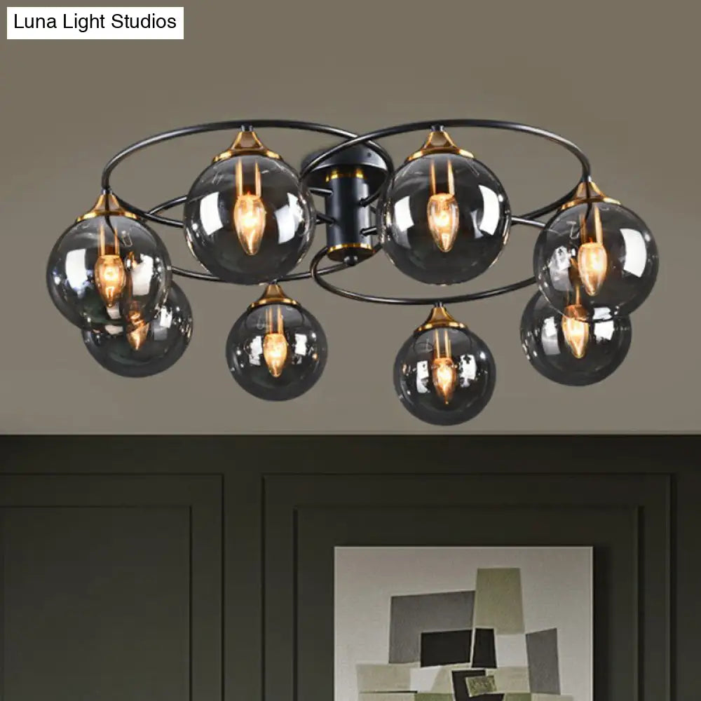 DecorBites™ DecorBites™ Black and Brass Postmodern Semi-Flush Chandelier with Glass Ball Shade for Ceiling Lighting
