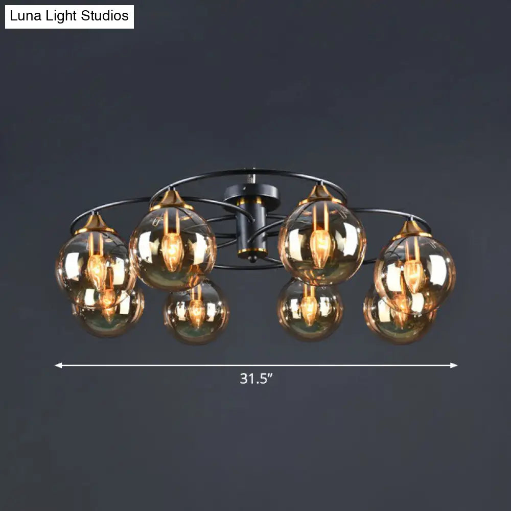 DecorBites™ DecorBites™ Black and Brass Postmodern Semi-Flush Chandelier with Glass Ball Shade for Ceiling Lighting