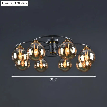 DecorBites™ DecorBites™ Black and Brass Postmodern Semi-Flush Chandelier with Glass Ball Shade for Ceiling Lighting