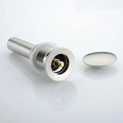 Stainless steel bathroom sink drain with matching round stopper in brushed nickel for decorbites brushed nickel faucet setup