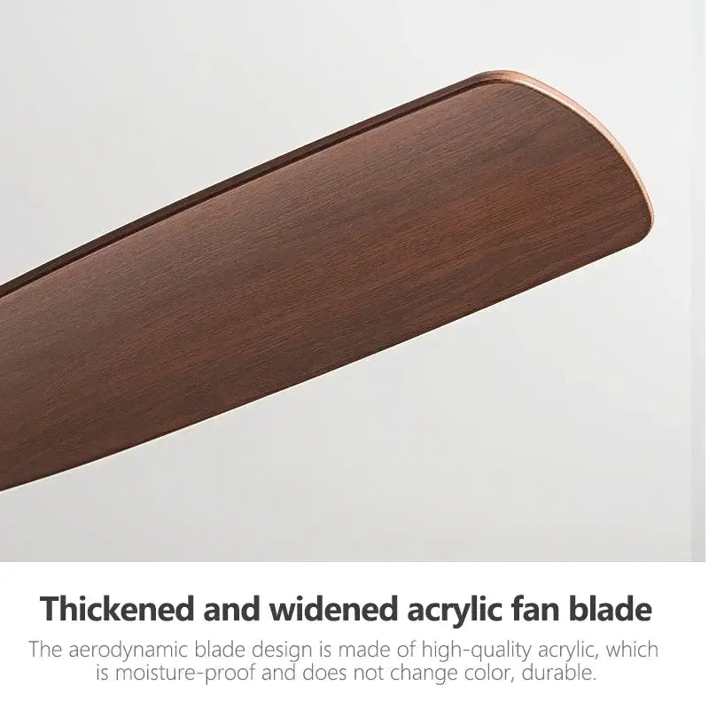 Dark brown thickened acrylic fan blade with wood grain finish for black and dark wood ceiling fan light with remote control
