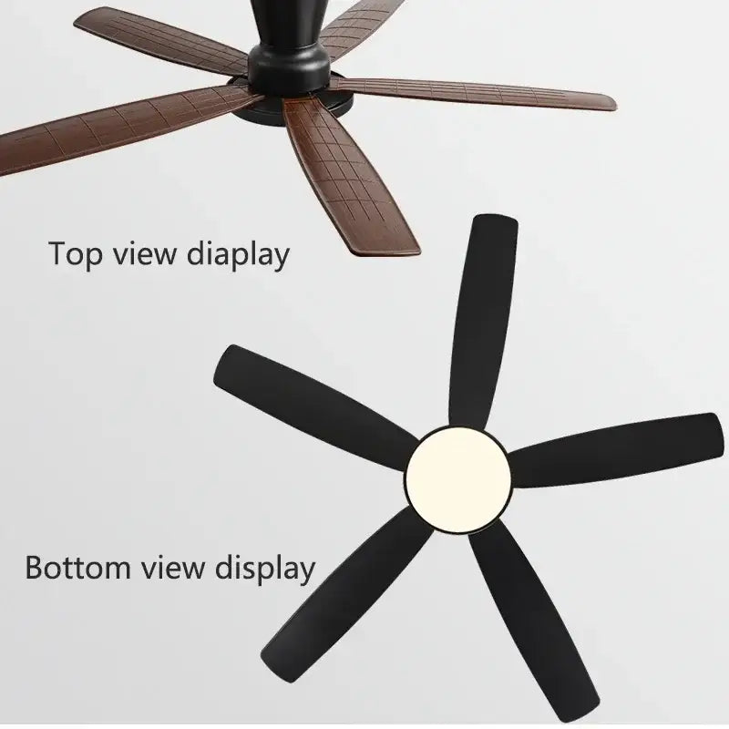 Black and dark wood ceiling fan with five blades and remote control ceiling fan light for living room use