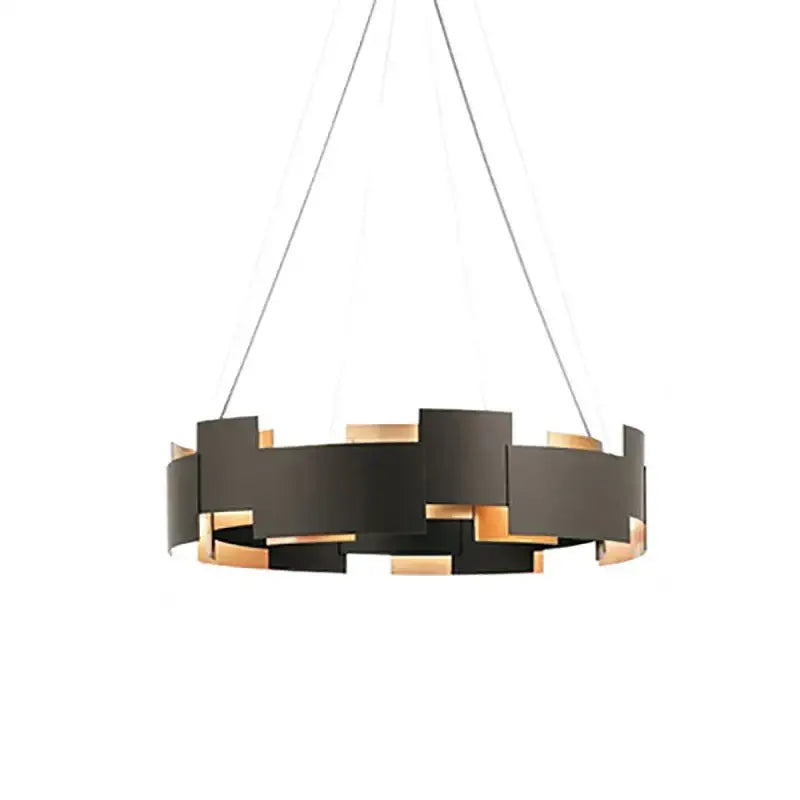 Modern black and gold geometric ceiling chandelier with circular layered design for living room decorbites black Scandinavian style