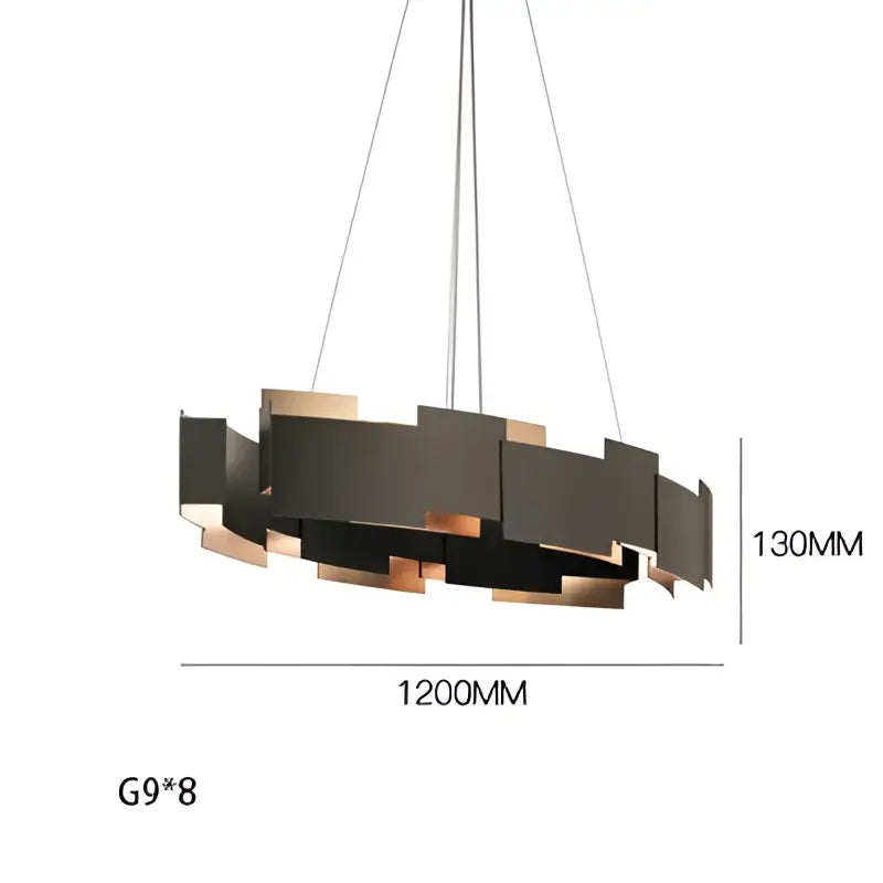 Modern black and gold geometric ceiling chandelier with layered design for living room decorbites black Scandinavian style