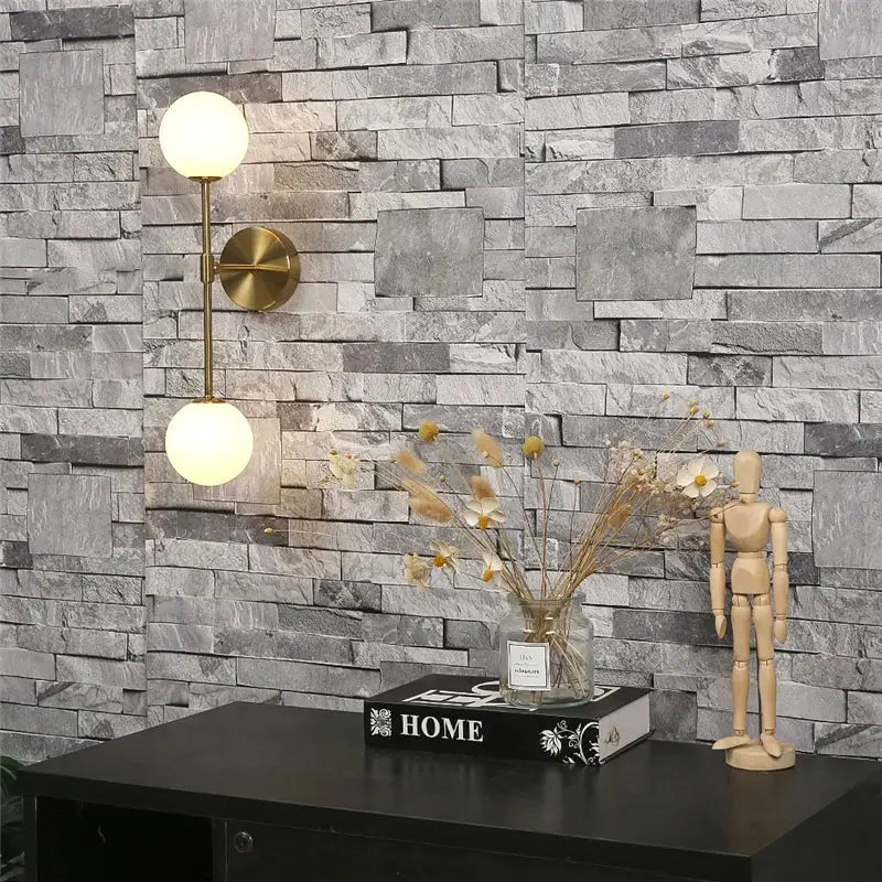 Brass-finished wall lamp with dual frosted glass globes ideal for bedroom decorbites golden glass led lighting