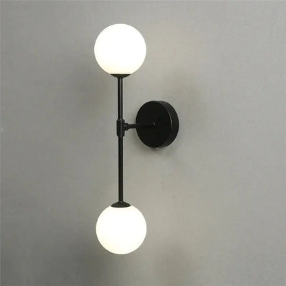 Black metal wall lamp with two frosted golden glass led globes for bedroom decorbites golden glass sconce lighting