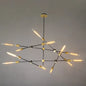 Black and Gold Industrial Loft Spoke Chandelier with Exposed Bulb Design