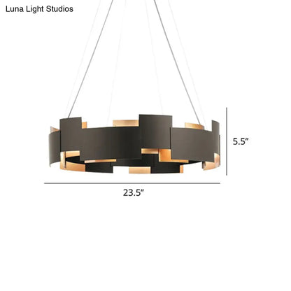 Black and Gold Metal Pendant Chandelier with Postmodern Splicing Design and Inner Suspension Light