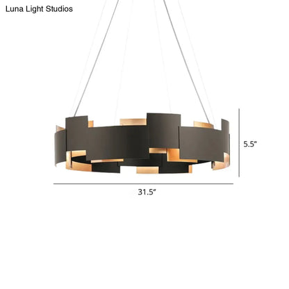 Black and Gold Metal Pendant Chandelier with Postmodern Splicing Design and Inner Suspension Light