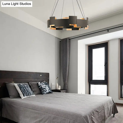 Black and Gold Metal Pendant Chandelier with Postmodern Splicing Design and Inner Suspension Light