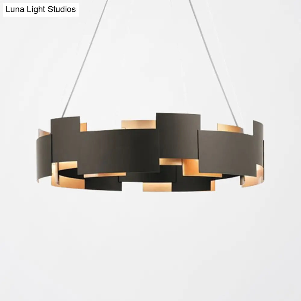 Black and Gold Metal Pendant Chandelier with Postmodern Splicing Design and Inner Suspension Light