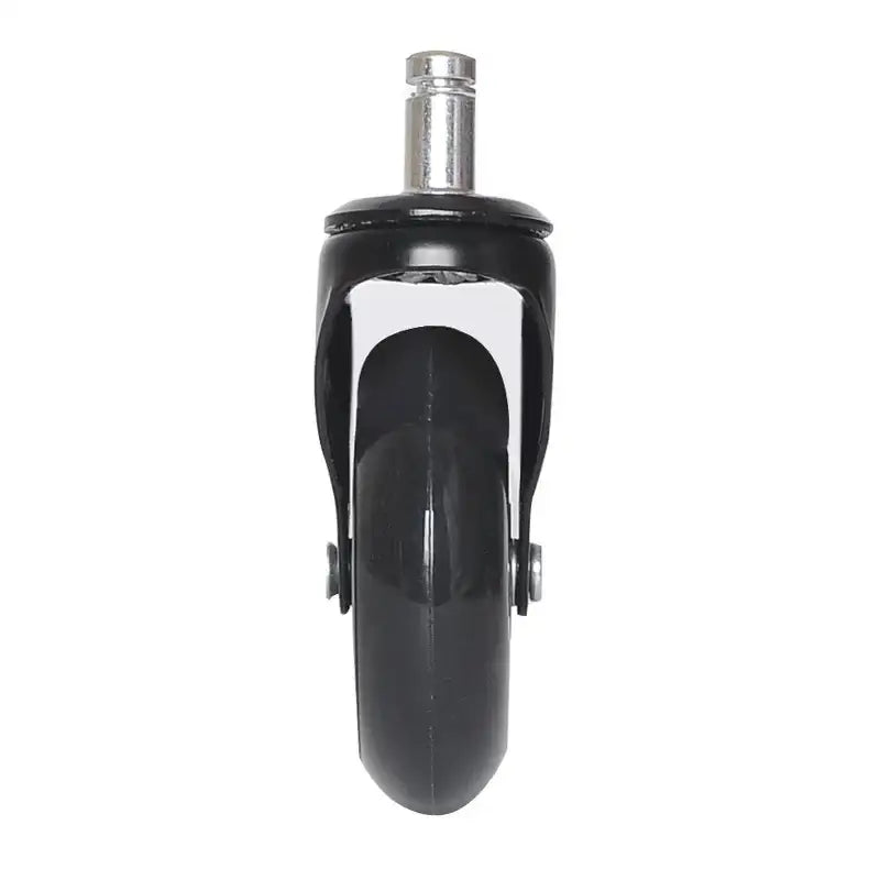 Black and silver 3 inch rotatable heavy duty office chair wheel with black rubber and metallic stem housing