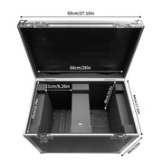 Black and silver dual flight case with aluminum edges and foam inserts for secure 230w moving head studio storage