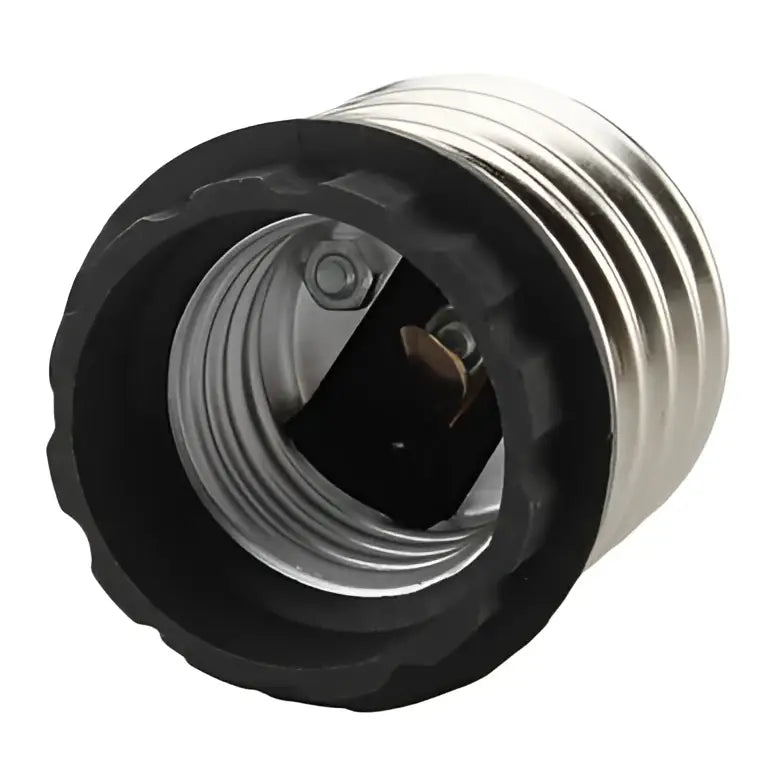 Black and silver e27 adapter splitter bulb socket with threaded metal base for living room lighting fixtures