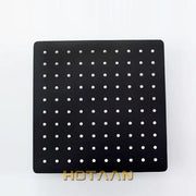 Black and silver stainless steel square shower head with evenly spaced nozzles decorbites black plated design