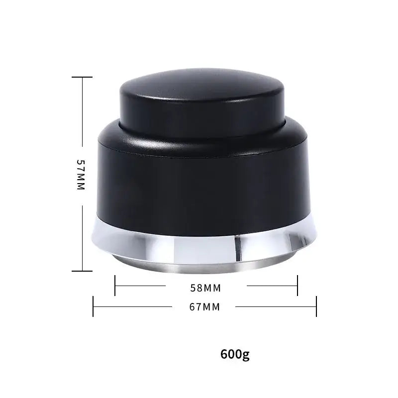 Black and stainless steel decorbites adjustable coffee tamper with sleek cylindrical design for barista use