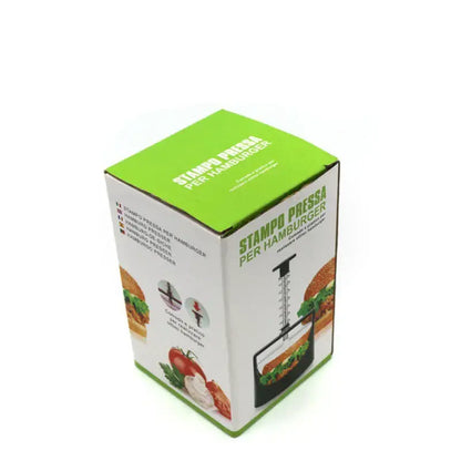 Green and white cardboard box for decorbites burger press black and white kitchen meat maker with spring handle