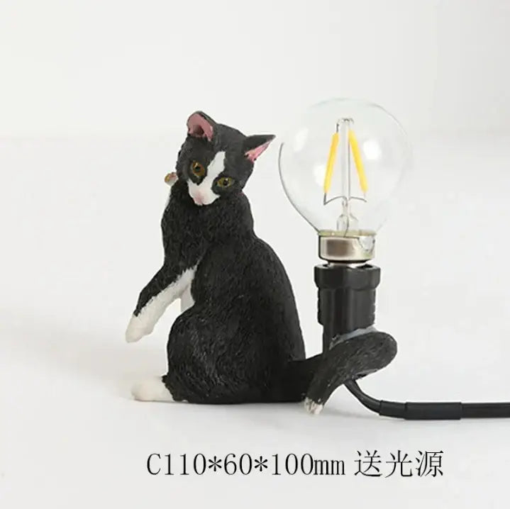 Black and white cat resin table lamp with clear glass bulb for bedroom decorbites cat resin decorbites cat resin table lamp
