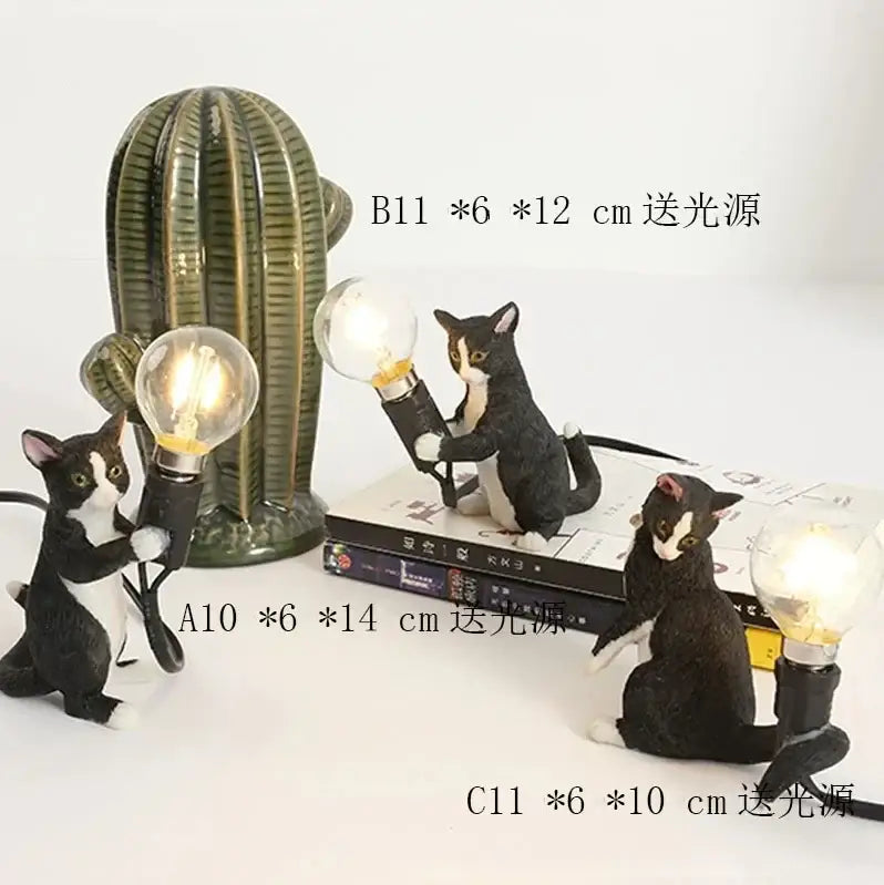 Black and white cat resin table lamp with vintage bulb ideal for bedroom decorbites cat resin decorbites cat resin resin table lamp