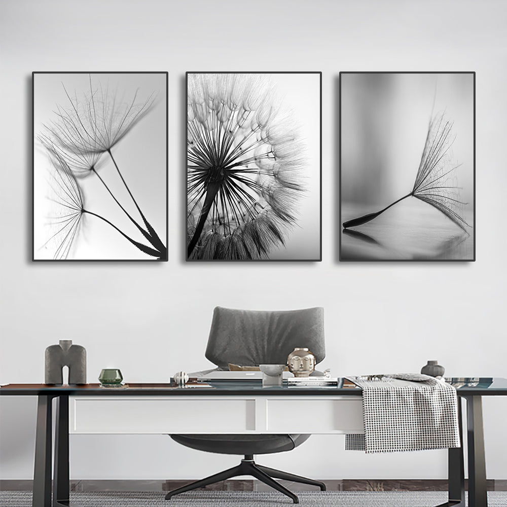 Black and White Dandelion Canvas Wall Art