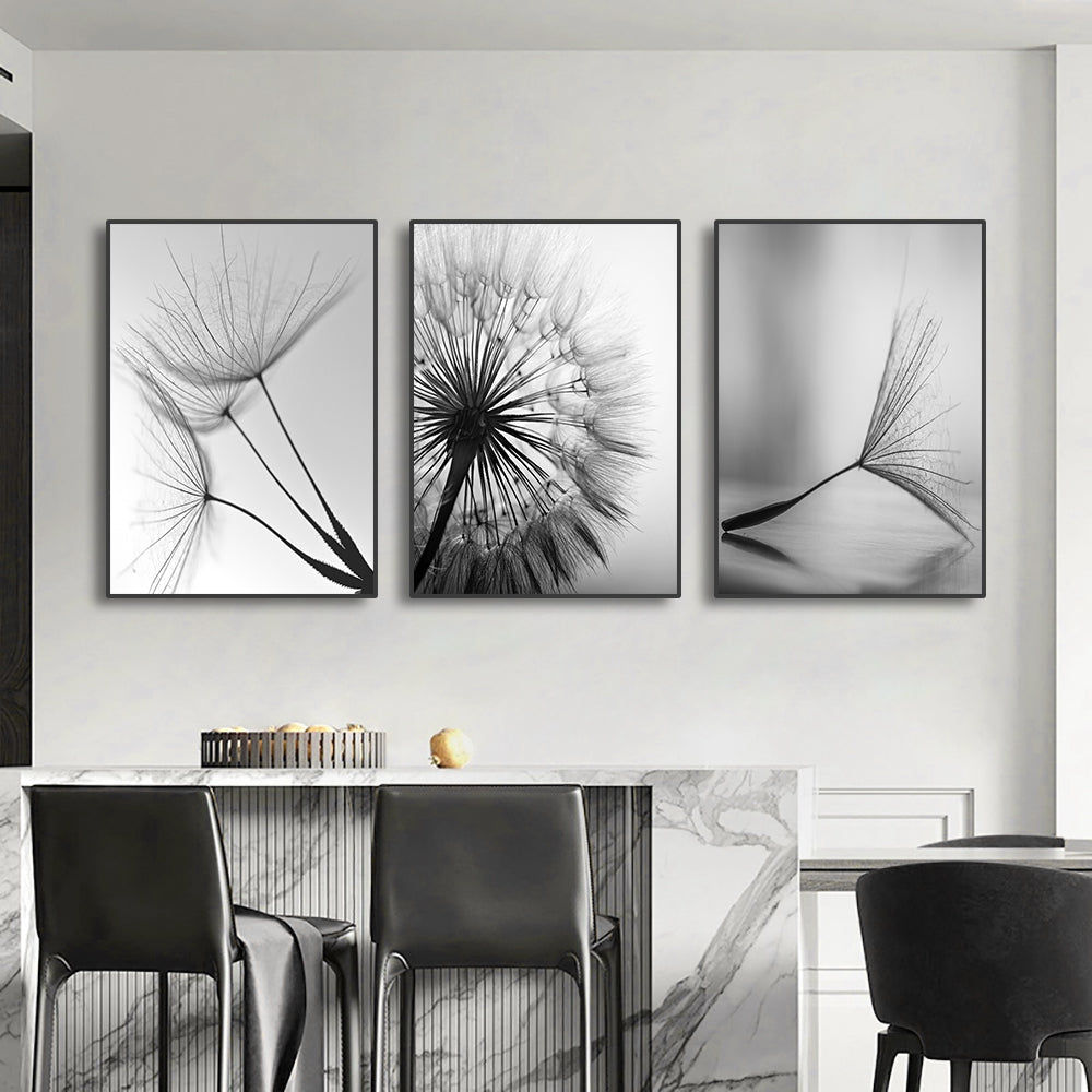 Black and White Dandelion Canvas Wall Art