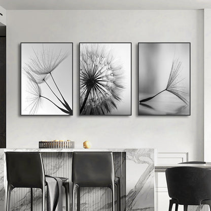Black and White Dandelion Canvas Wall Art