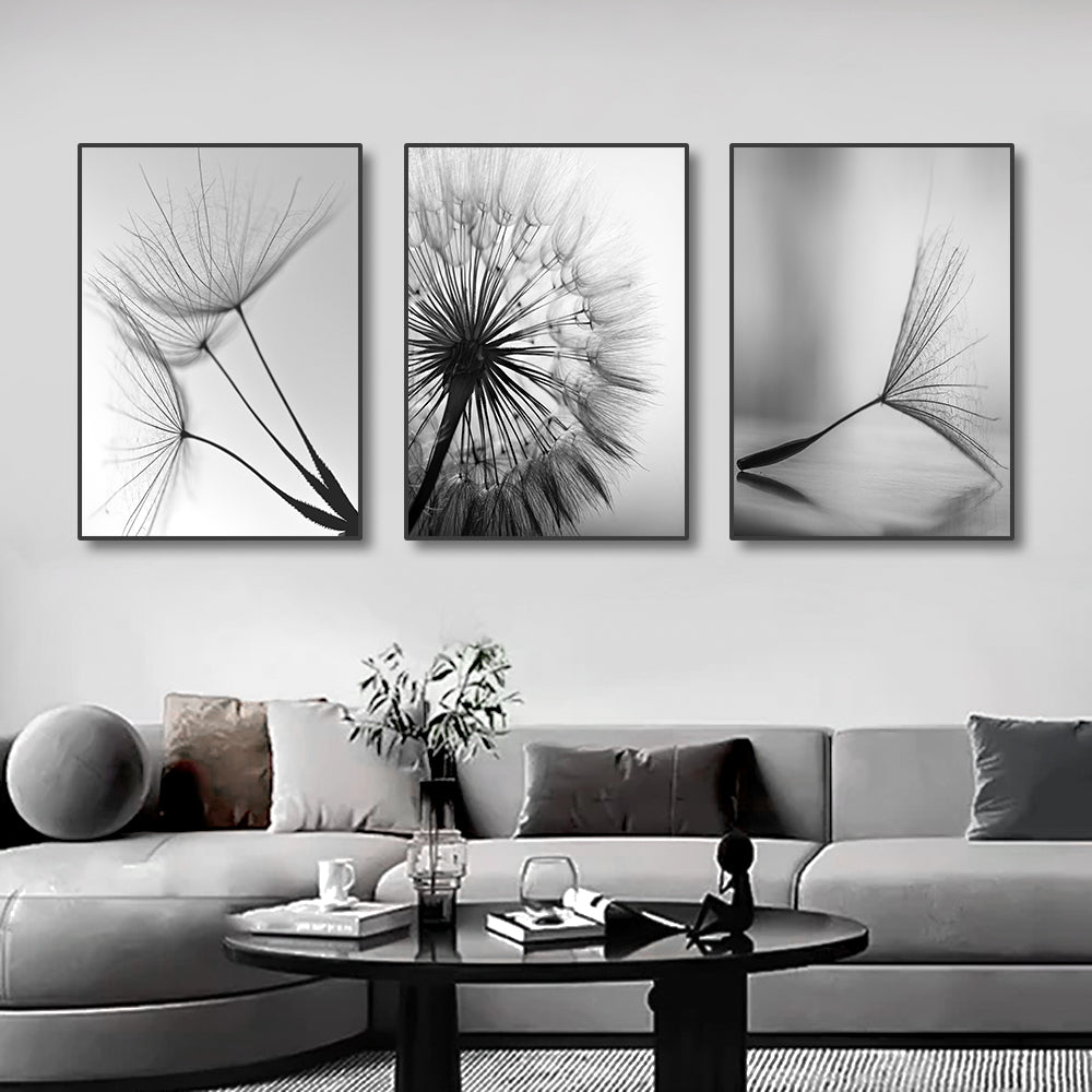 Black and White Dandelion Canvas Wall Art