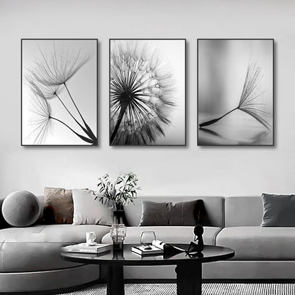 Black and White Dandelion Canvas Wall Art