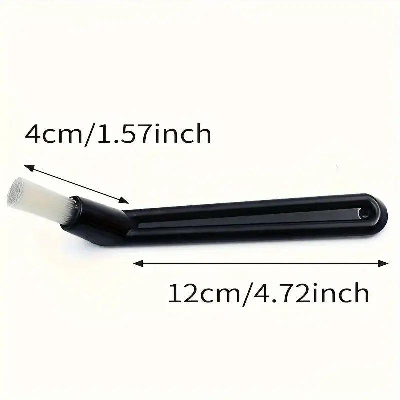 Black plastic decorbites coffee brush with white bristle head and ergonomic handle for espresso machine cleaning