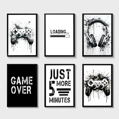 Black and White Game Controller Wall Art