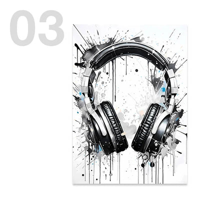 Black and White Game Controller Wall Art - Pattern03 / 13x18cm No Frame