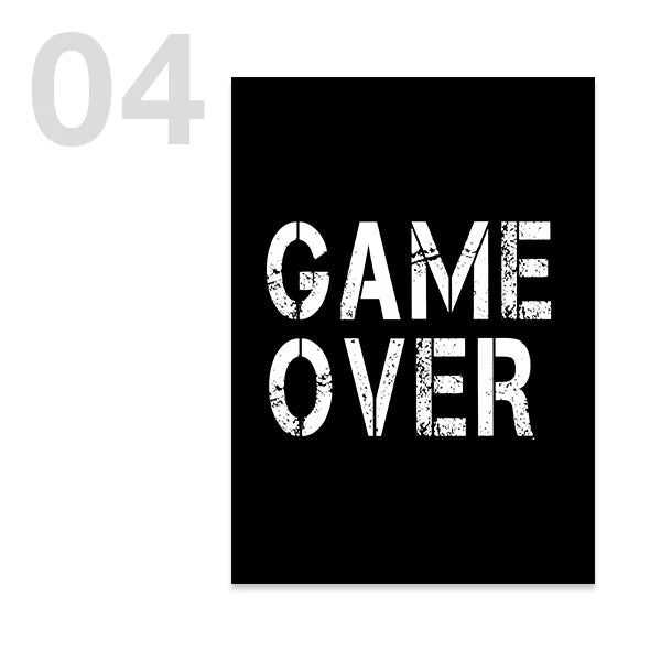 Black and White Game Controller Wall Art - Pattern04 / 13x18cm No Frame