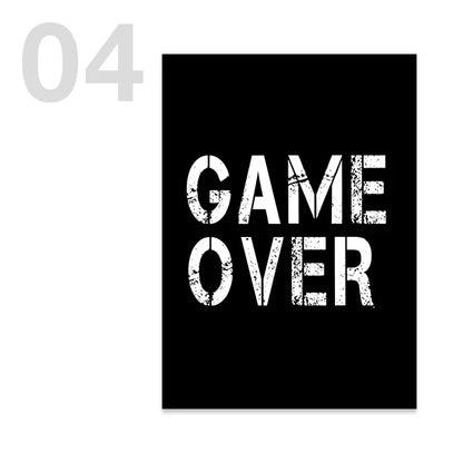 Black and White Game Controller Wall Art - Pattern04 / 13x18cm No Frame