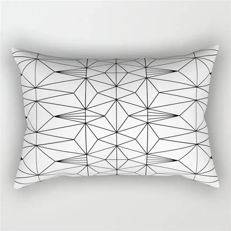 Rectangular black and white pillowcase set featuring a minimalist geometric wave line pattern for bedroom decor