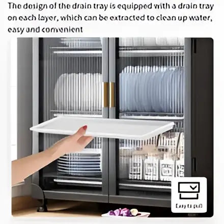 White plastic drain tray with sleek design for easy water extraction in decorbites kitchen cupboard storage rack
