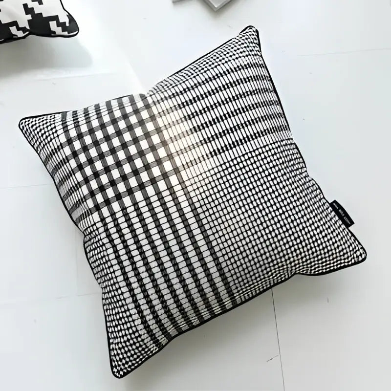 Black and white hounds tooth cushion cover with subtle sheen for living room decorbites hounds tooth throw pillow