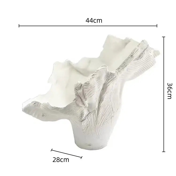 White ceramic irregular resin flower vase with sculpted ridges and rough texture for decorbites irregular resin decor