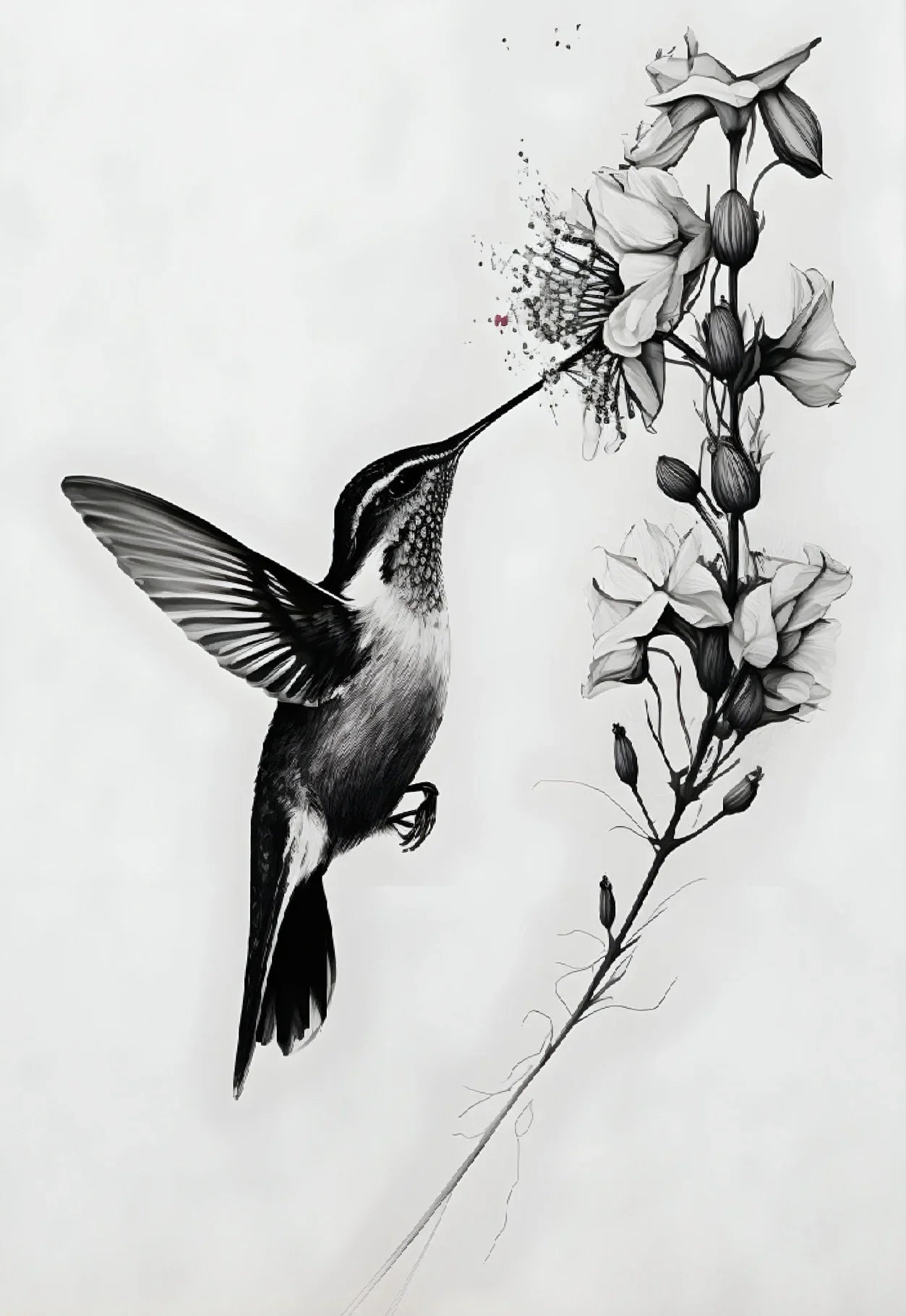 Black and White Mountain Tree Landscape Wall Art - 6 / 40x60cm Unframed