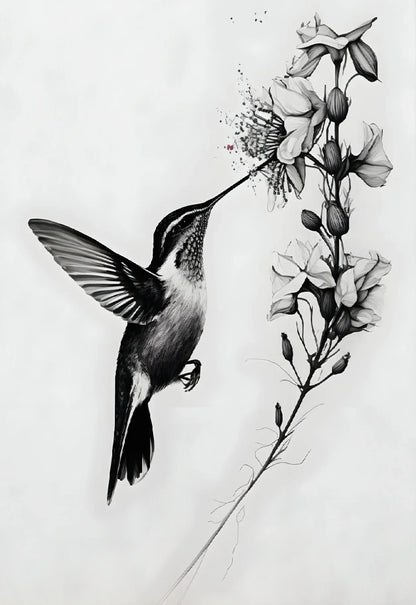 Black and White Mountain Tree Landscape Wall Art - 6 / 40x60cm Unframed