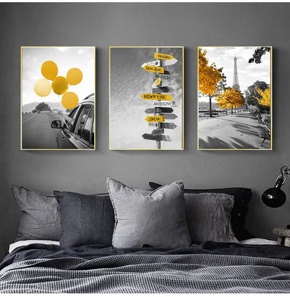 Black and White Nordic Landscape Canvas Set - Posters