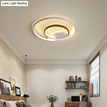 DecorBites™ Black and White Simple Acrylic LED Flush Mount Light for Bedroom - Warm/White, 16"/19.5" Wide