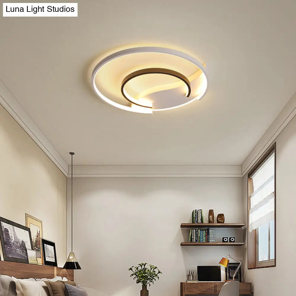 DecorBites™ Black and White Simple Acrylic LED Flush Mount Light for Bedroom - Warm/White, 16"/19.5" Wide