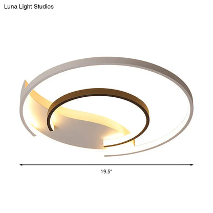 DecorBites™ Black and White Simple Acrylic LED Flush Mount Light for Bedroom - Warm/White, 16"/19.5" Wide