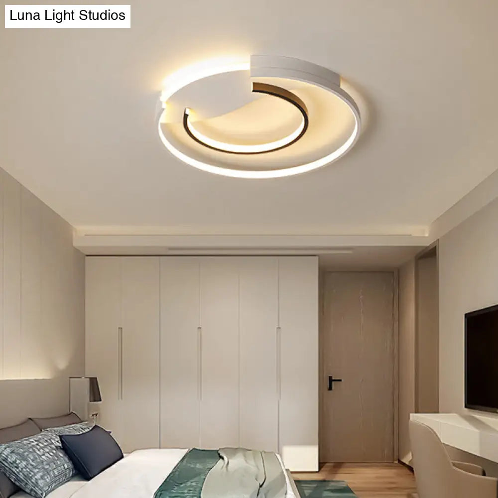 DecorBites™ Black and White Simple Acrylic LED Flush Mount Light for Bedroom - Warm/White, 16"/19.5" Wide