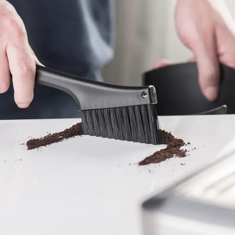 Black plastic coffee grinder brush with dense stiff bristles for decorbites coffee grinder cleaning tool