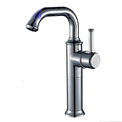 Chrome-finished single-handle basin faucet with curved spout in decorbites black antique brass for kitchen use